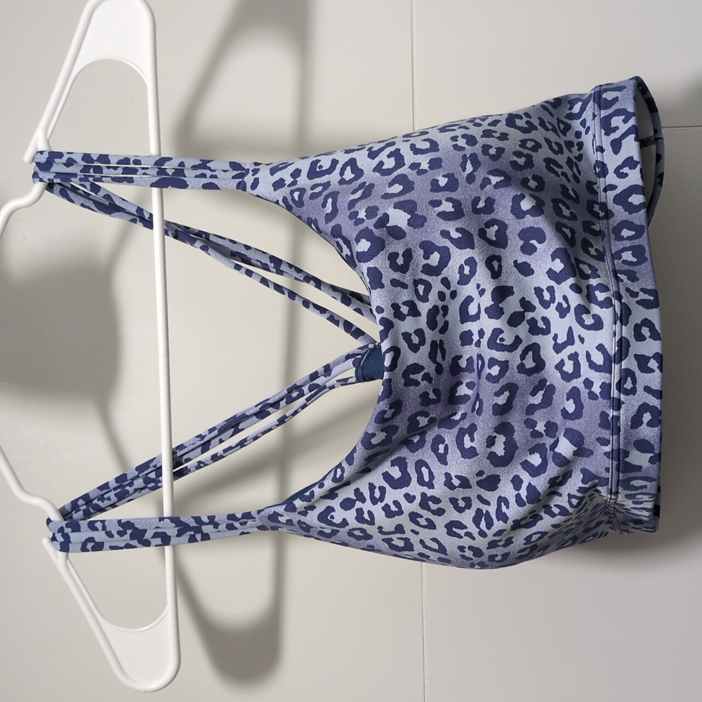 NTW XXL GapFit Eclipse medium support sports bra - blue leopard print